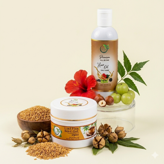 All in One Hair Oil + 2 in 1 Flaxseeds Gel