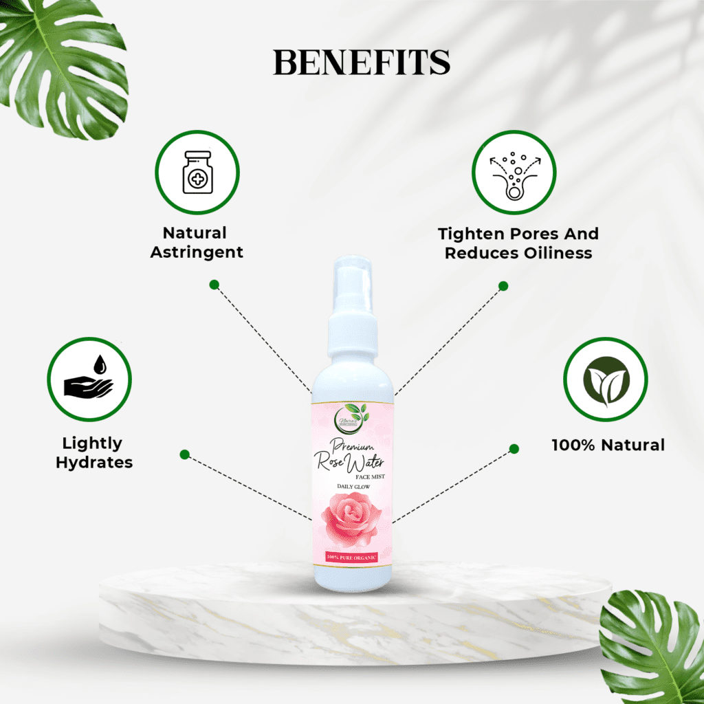 Rose Water Face Mist Naira's Organic Essentials Manufacturer of 100